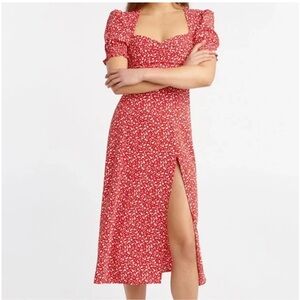 Bardot Millie Midi Dress In Red Ditsy Floral Size 6